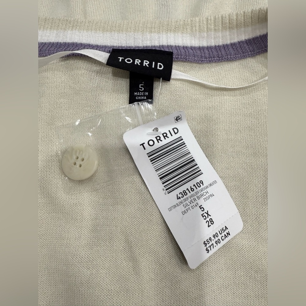 NWT Torrid Drop Shoulder Cardigan Silver Birch V-Neck Sweater Button Front Sz 5X - Picture 10 of 12